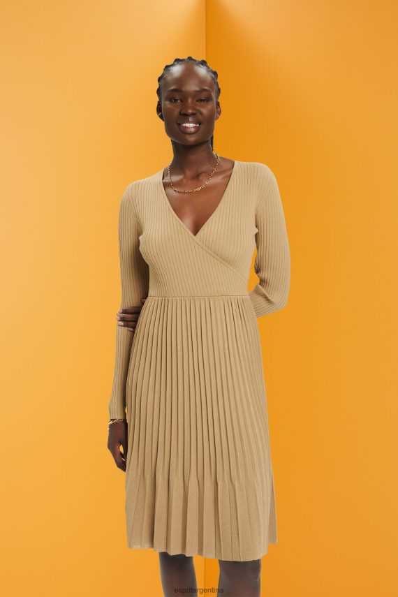 vestidos Arkansas Esprit mujer vestido cruzado plisado con mangas largas beige caqui X6ZVD2126 X6ZVD2126 Argentina Esprit faldas de alta calidad Encuentra tus piezas favoritas en nuestra tienda